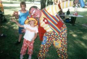 Raynbow the clown and friend at picnic