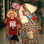 Raynbow the clown and friend inside Trigs