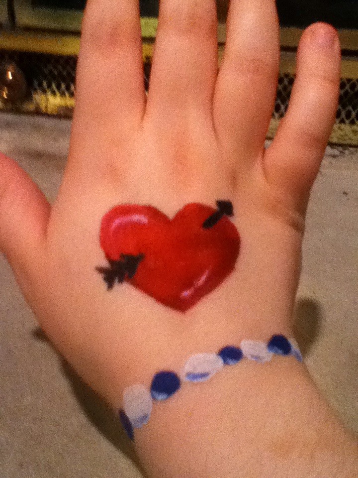 Hand painting of heart with bracelet