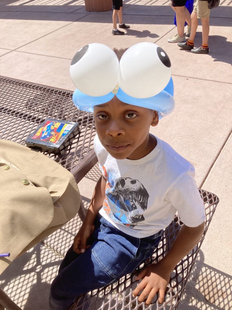 Young man with a shark hat